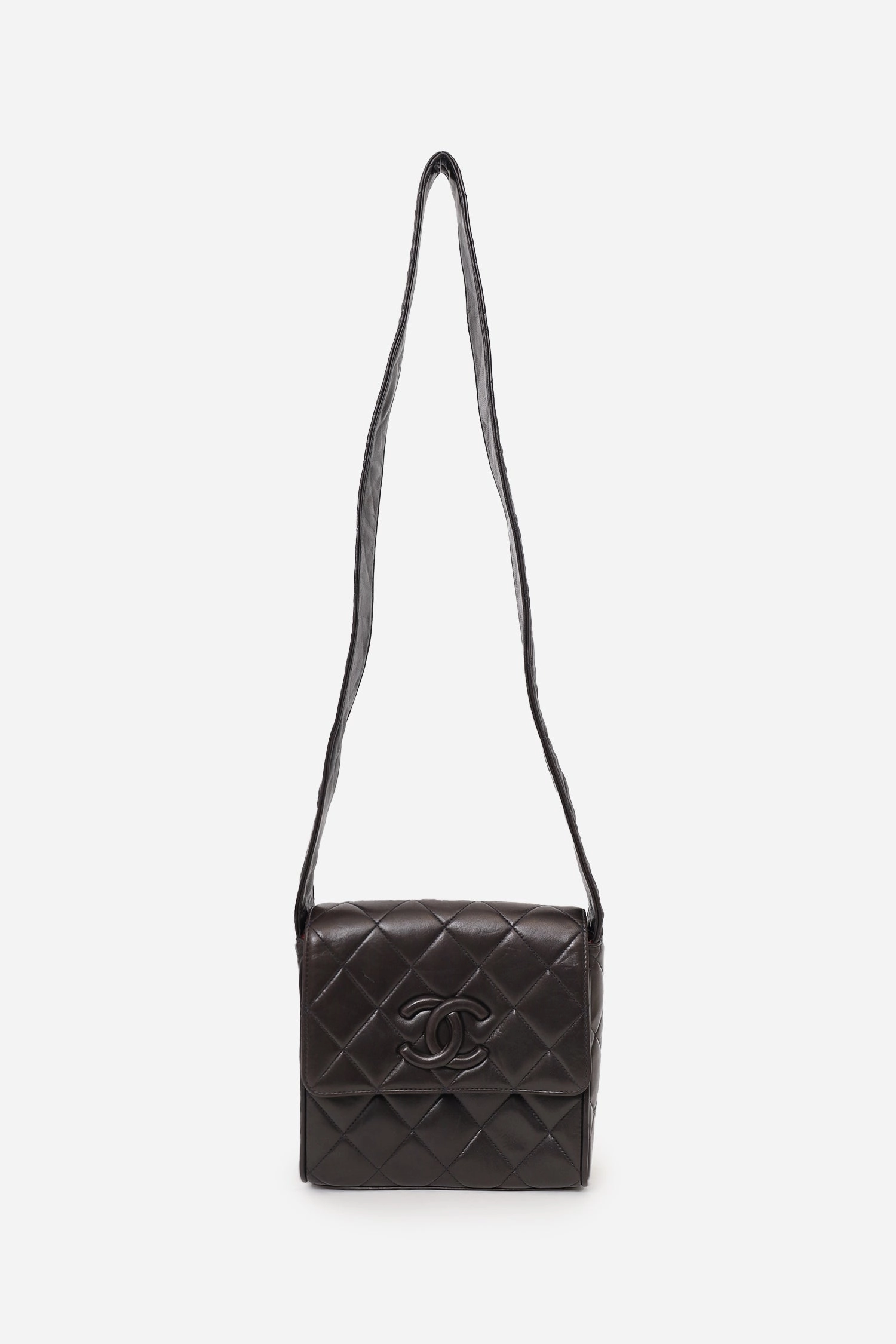 Chanel 1991-94 So Black Quilted Lambskin Leather CC Shoulder Bag