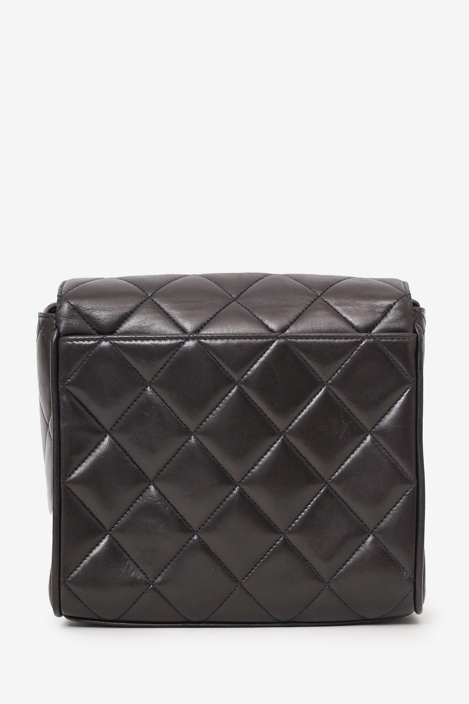 Chanel 1991-94 So Black Quilted Lambskin Leather CC Shoulder Bag