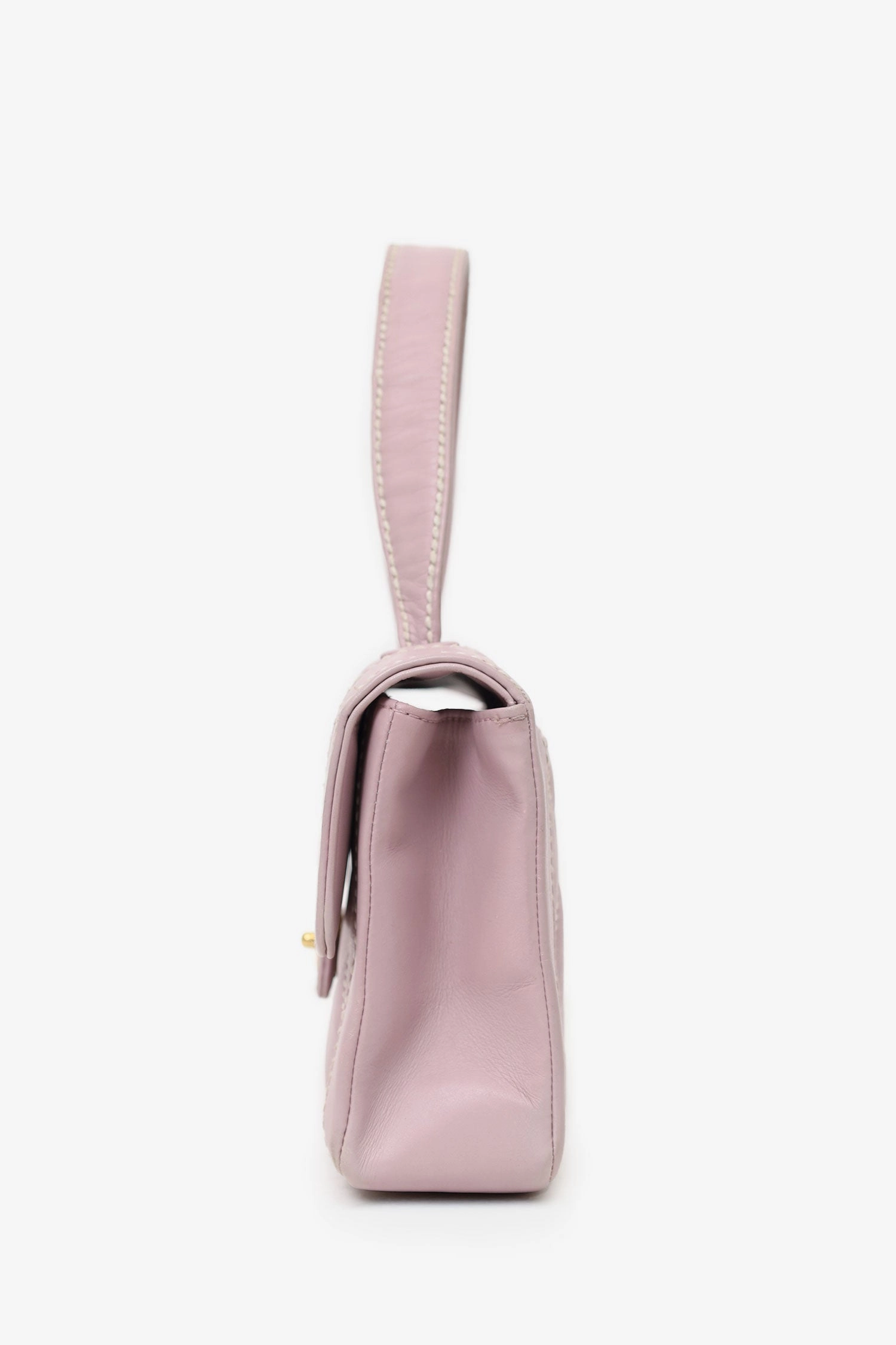 Chanel 2004-05 Lilac Purple Wild Stitch Medium Top Handle Flap Bag