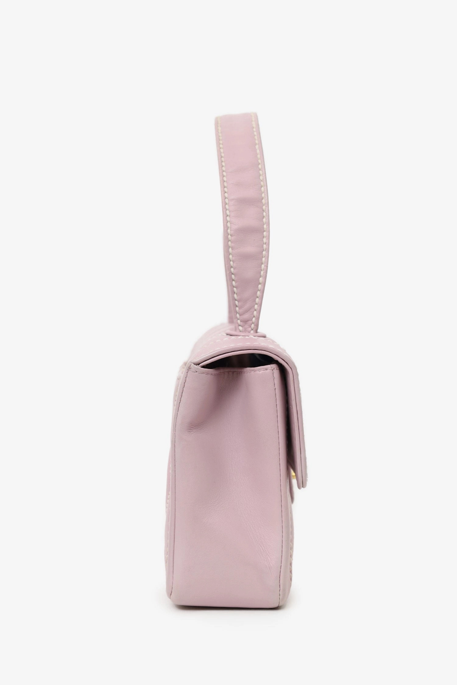 Chanel 2004-05 Lilac Purple Wild Stitch Medium Top Handle Flap Bag