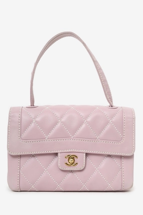 Chanel 2004-05 Lilac Purple Wild Stitch Medium Top Handle Flap Bag