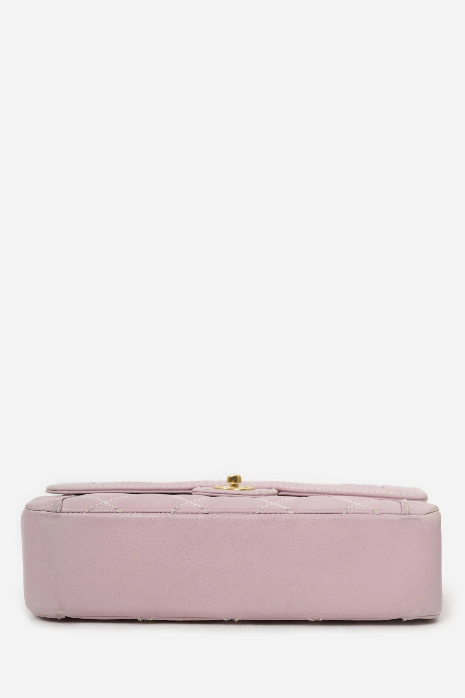 Chanel 2004-05 Lilac Purple Wild Stitch Medium Top Handle Flap Bag