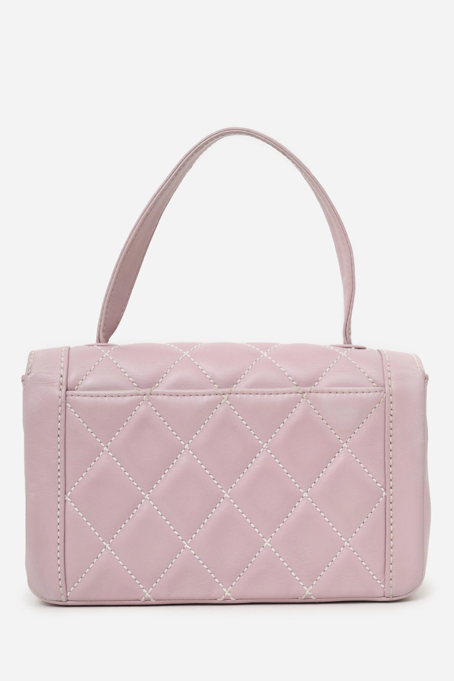 Chanel 2004-05 Lilac Purple Wild Stitch Medium Top Handle Flap Bag