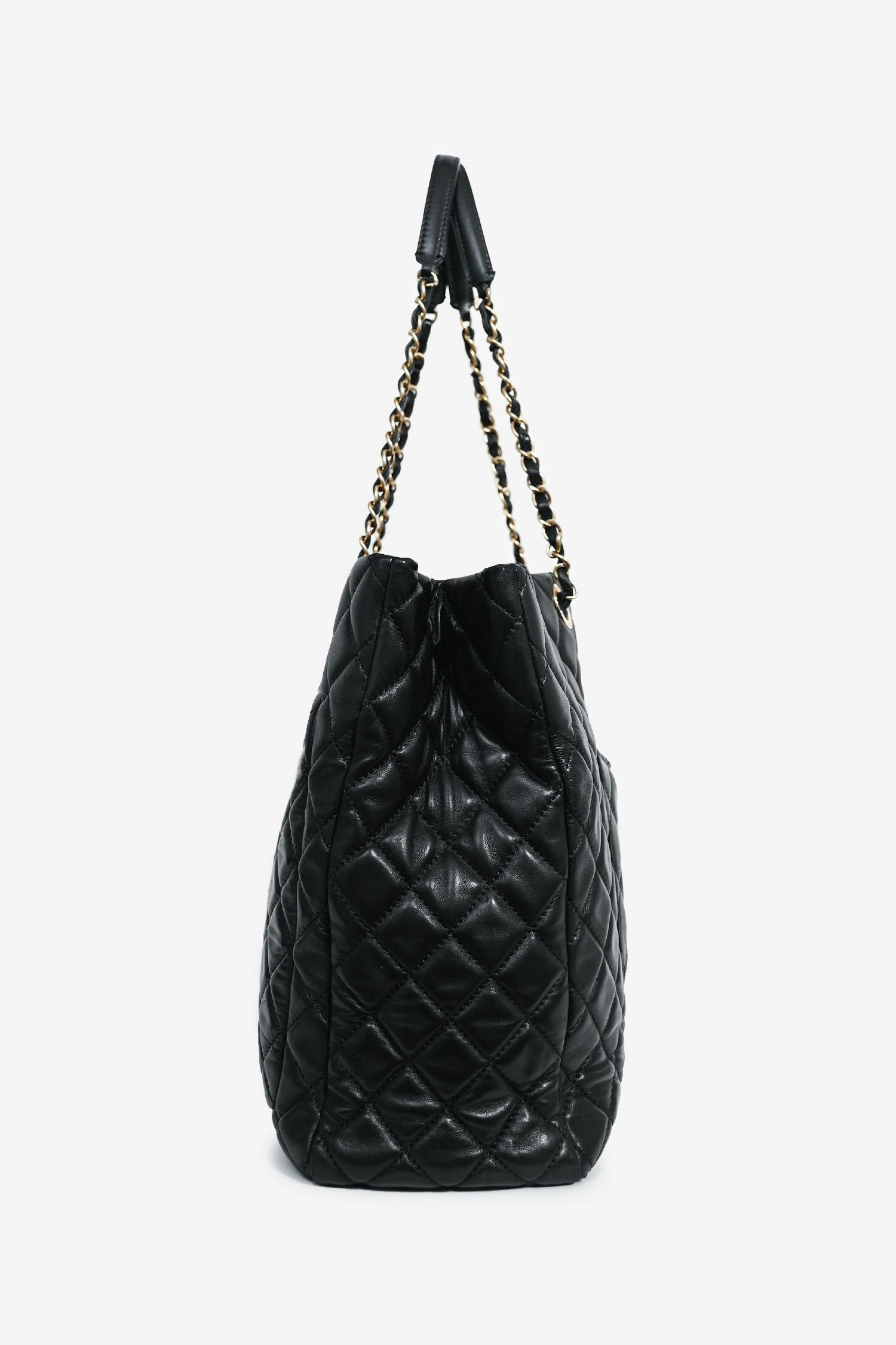 Chanel 2013 Black Lambskin Quilted CC Charm Tote