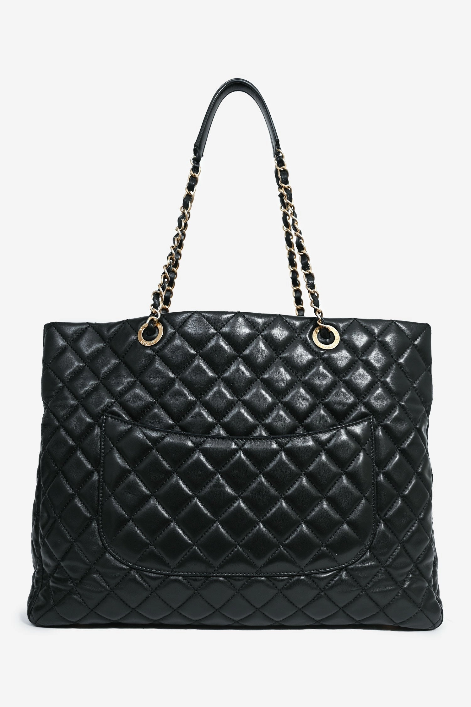 Chanel 2013 Black Lambskin Quilted CC Charm Tote