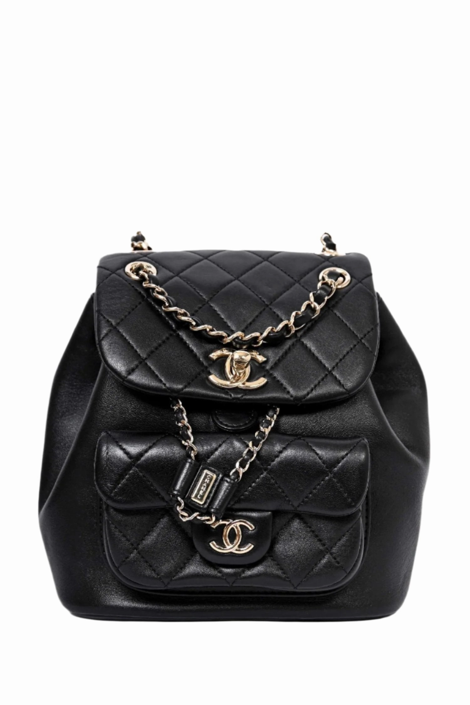 Chanel 2023 Black Lambskin Leather Duma Backpack