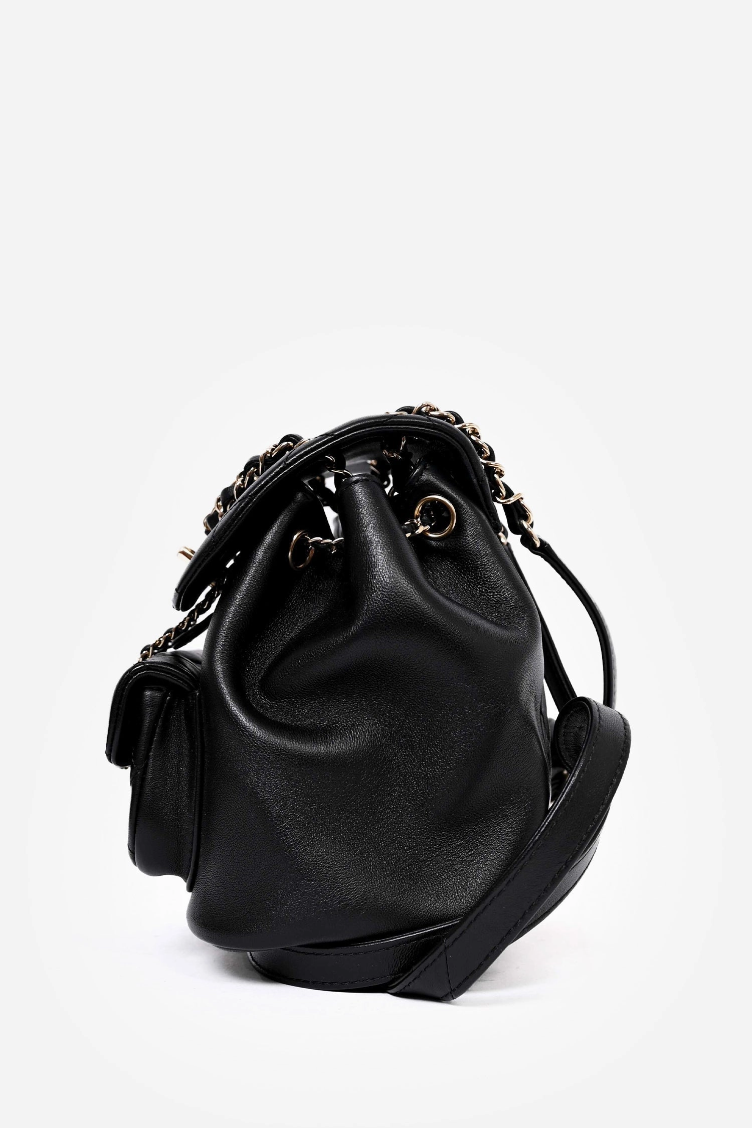 Chanel 2023 Black Lambskin Leather Duma Backpack