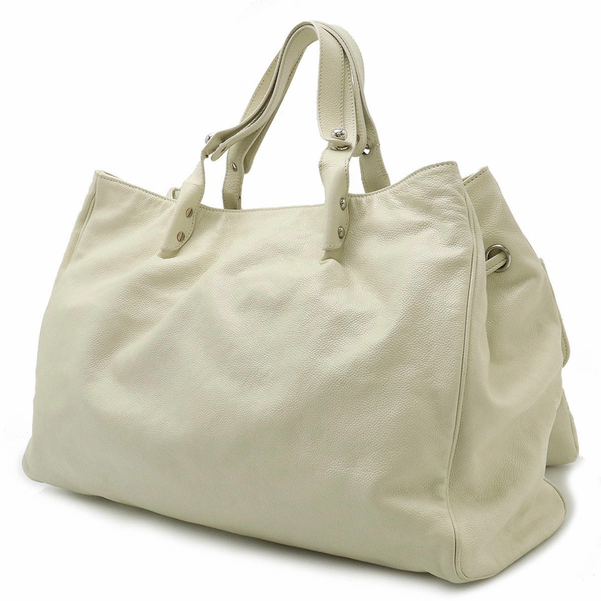 Chanel 2.55 ivory Caviar Leather Handbag Tote Bag (Pre-Owned)