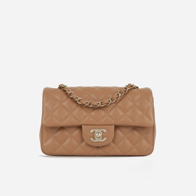 Chanel - Classic Flap Bag Mini Rectangular - Caramel Lambskin CGHW - Plaque Series