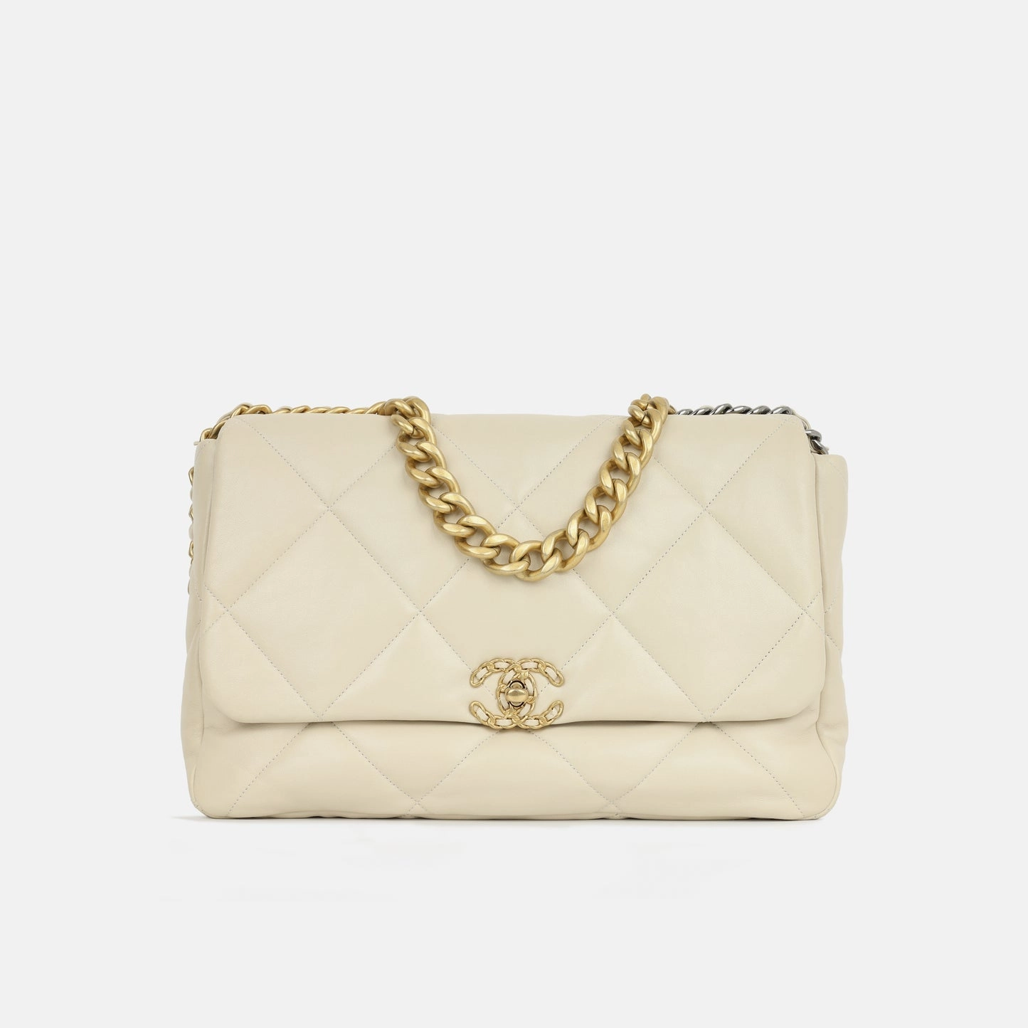 Chanel - Maxi 19 Flap Bag - Beige Lambskin MHW - Pre-Loved - 2020