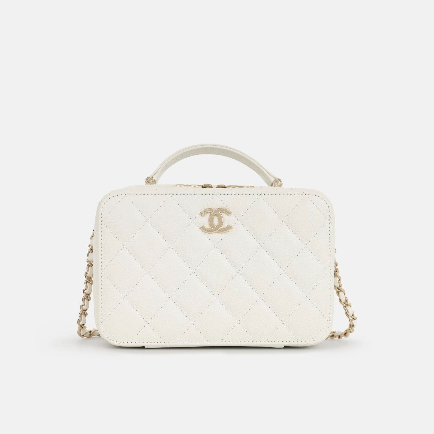 Chanel - Top Handle Vanity on Chain - White Caviar CGHW - 2022 - Pristine