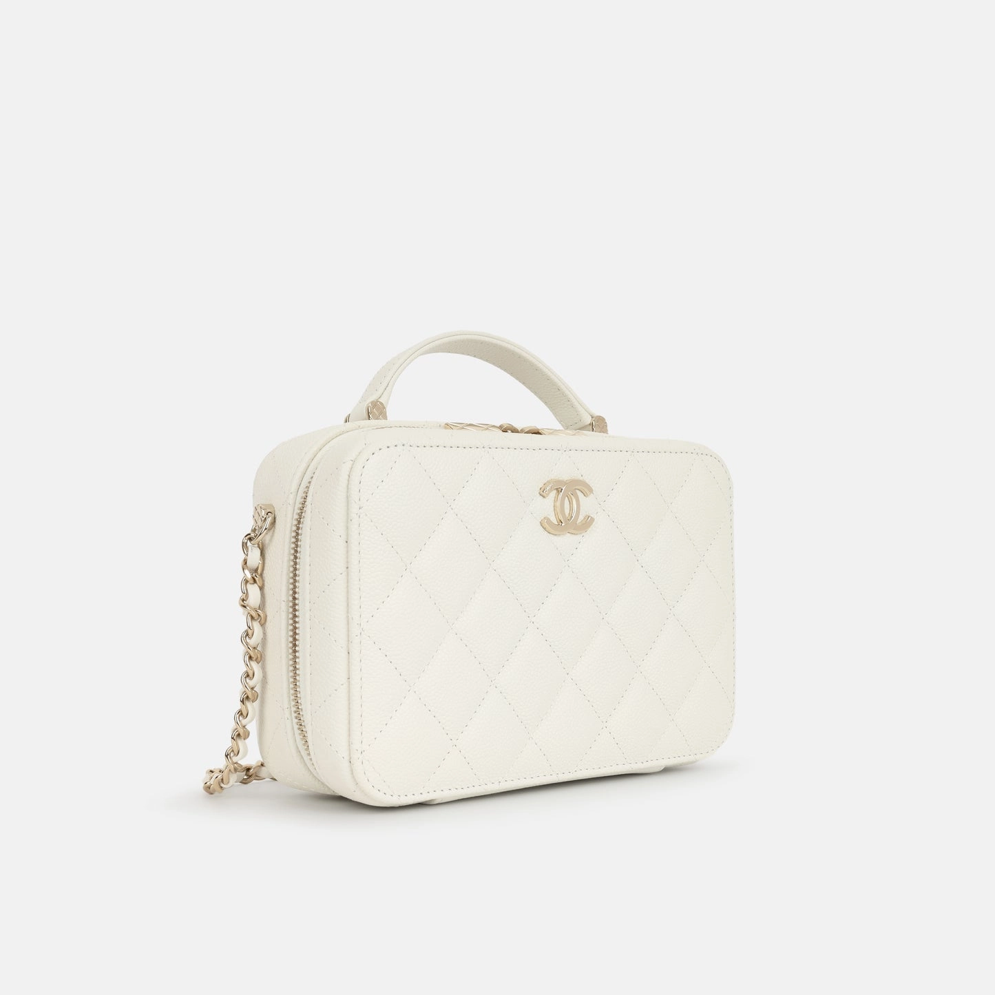Chanel - Top Handle Vanity on Chain - White Caviar CGHW - 2022 - Pristine