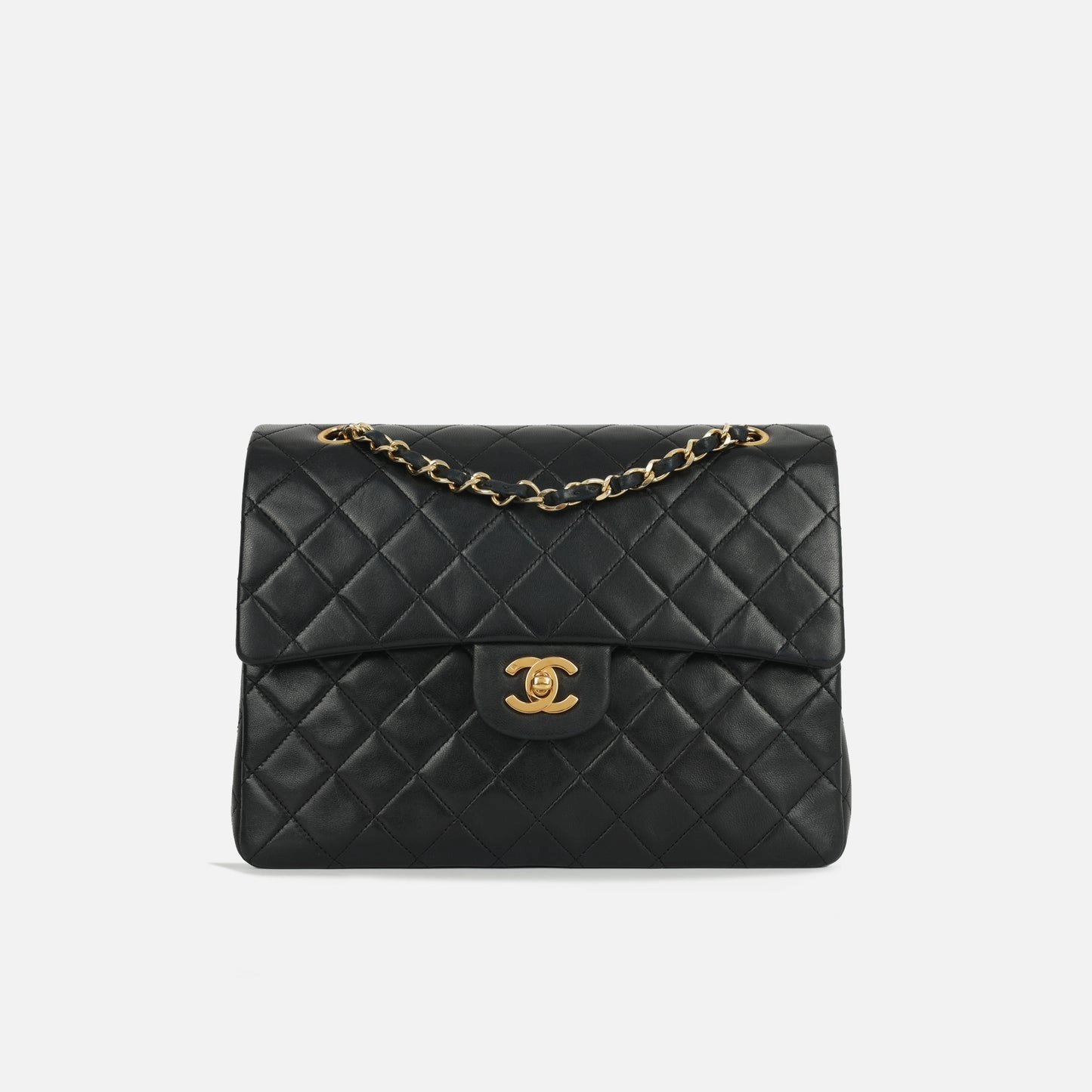 Chanel - Vintage Square Double Flap - Black Lambskin GHW - 2008/09