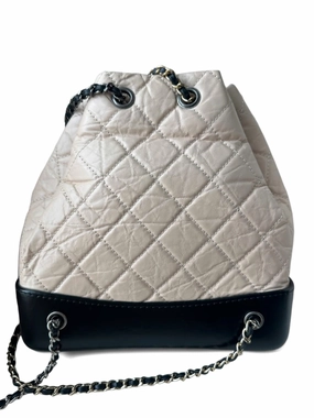 Chanel Backpack Gabrielle Small Beige & Black Calfskin RHW