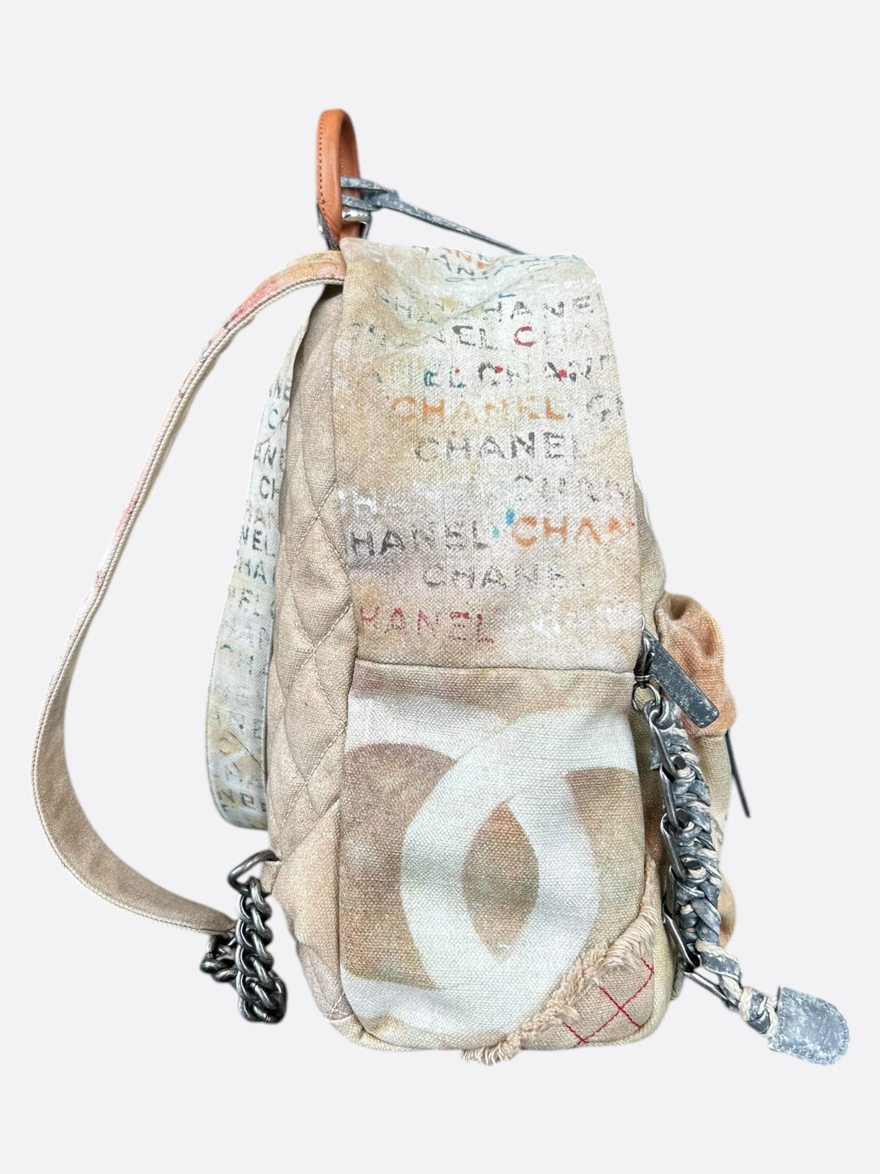 Chanel Beige & White Graffiti Backpack