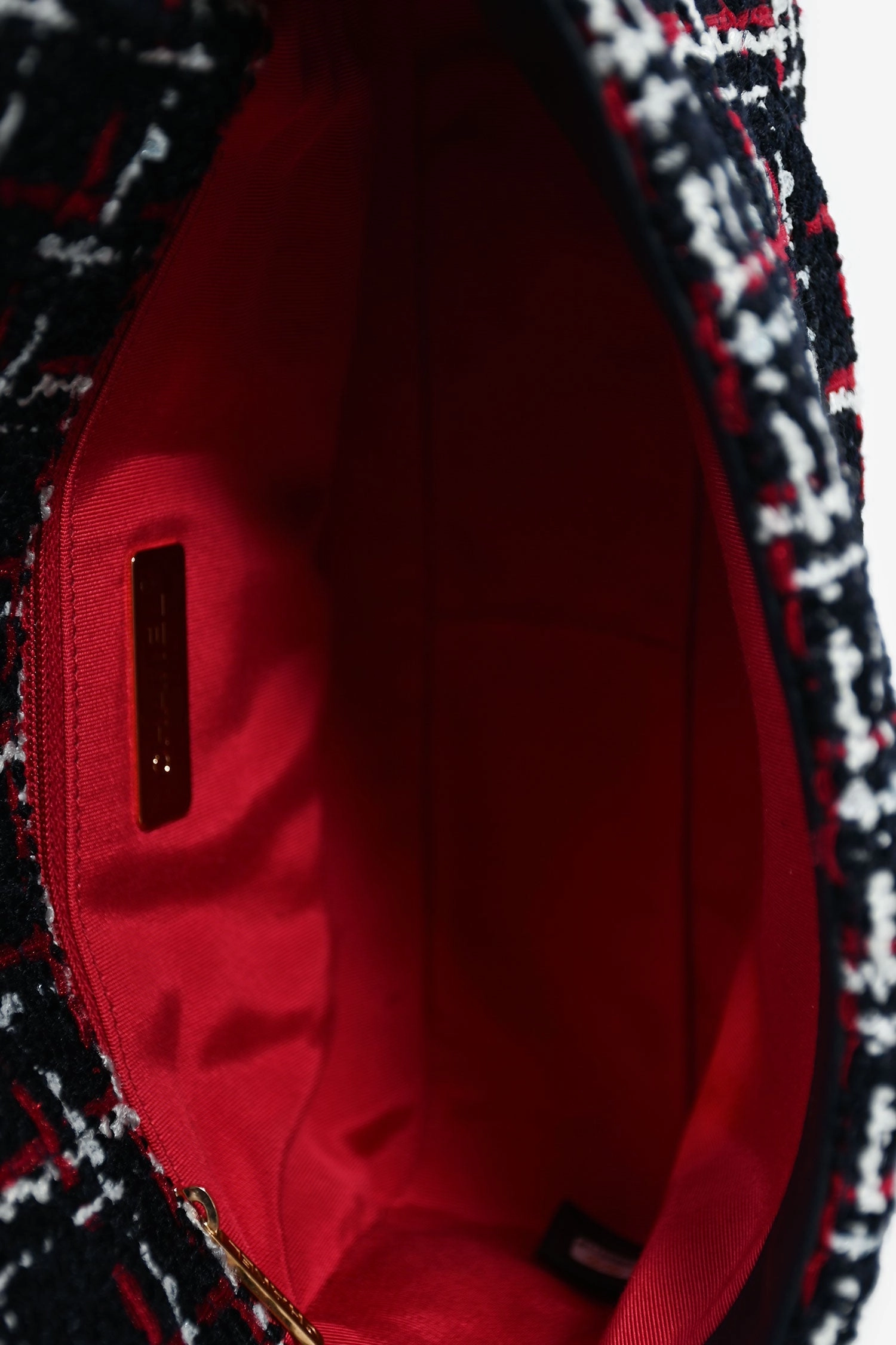 Chanel Black/Red/White Tweed Medium 19 Flap Shoulder Bag