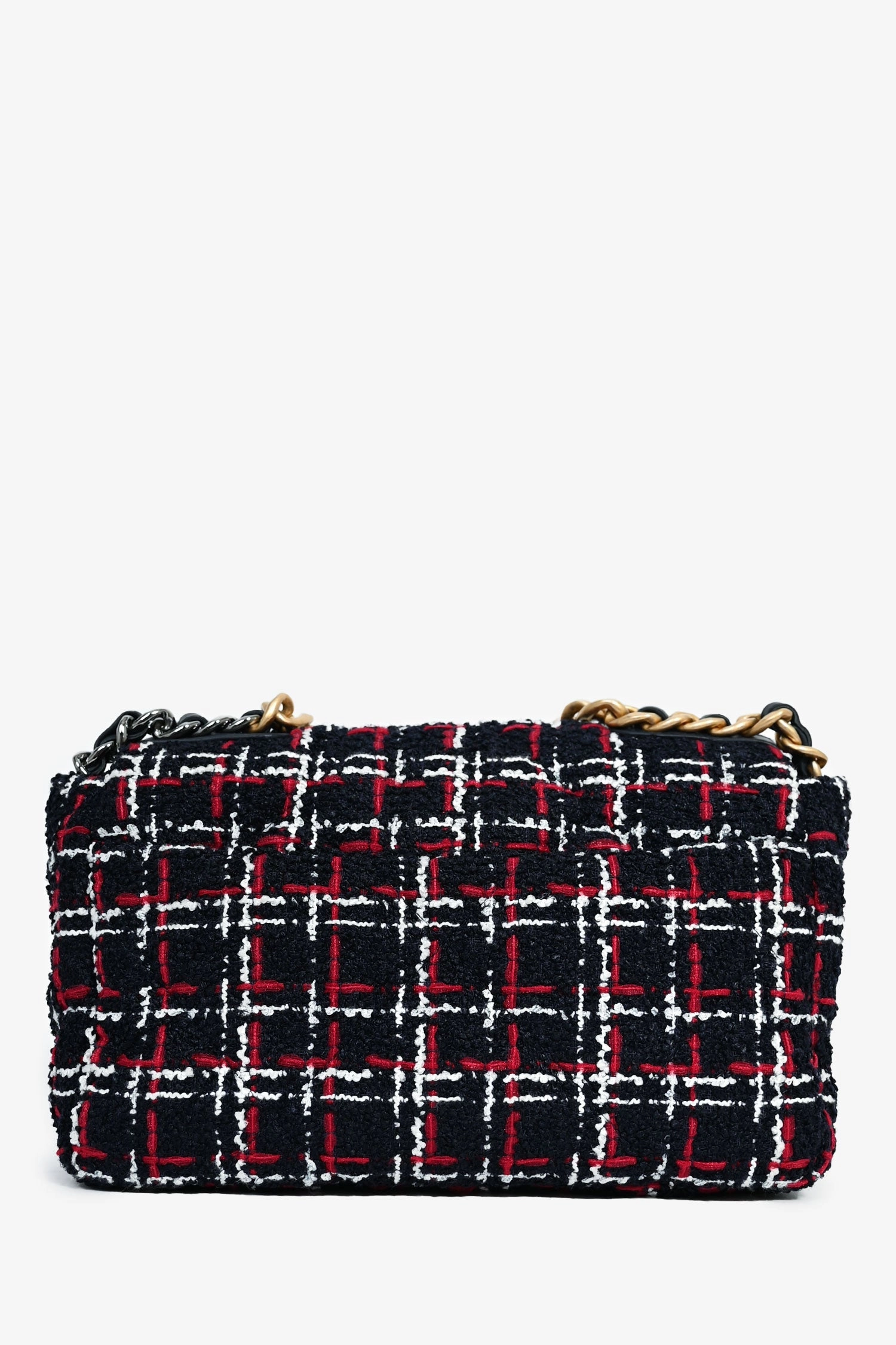 Chanel Black/Red/White Tweed Medium 19 Flap Shoulder Bag