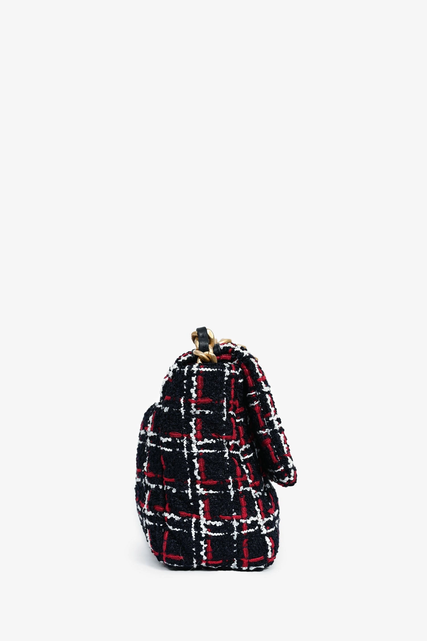 Chanel Black/Red/White Tweed Medium 19 Flap Shoulder Bag