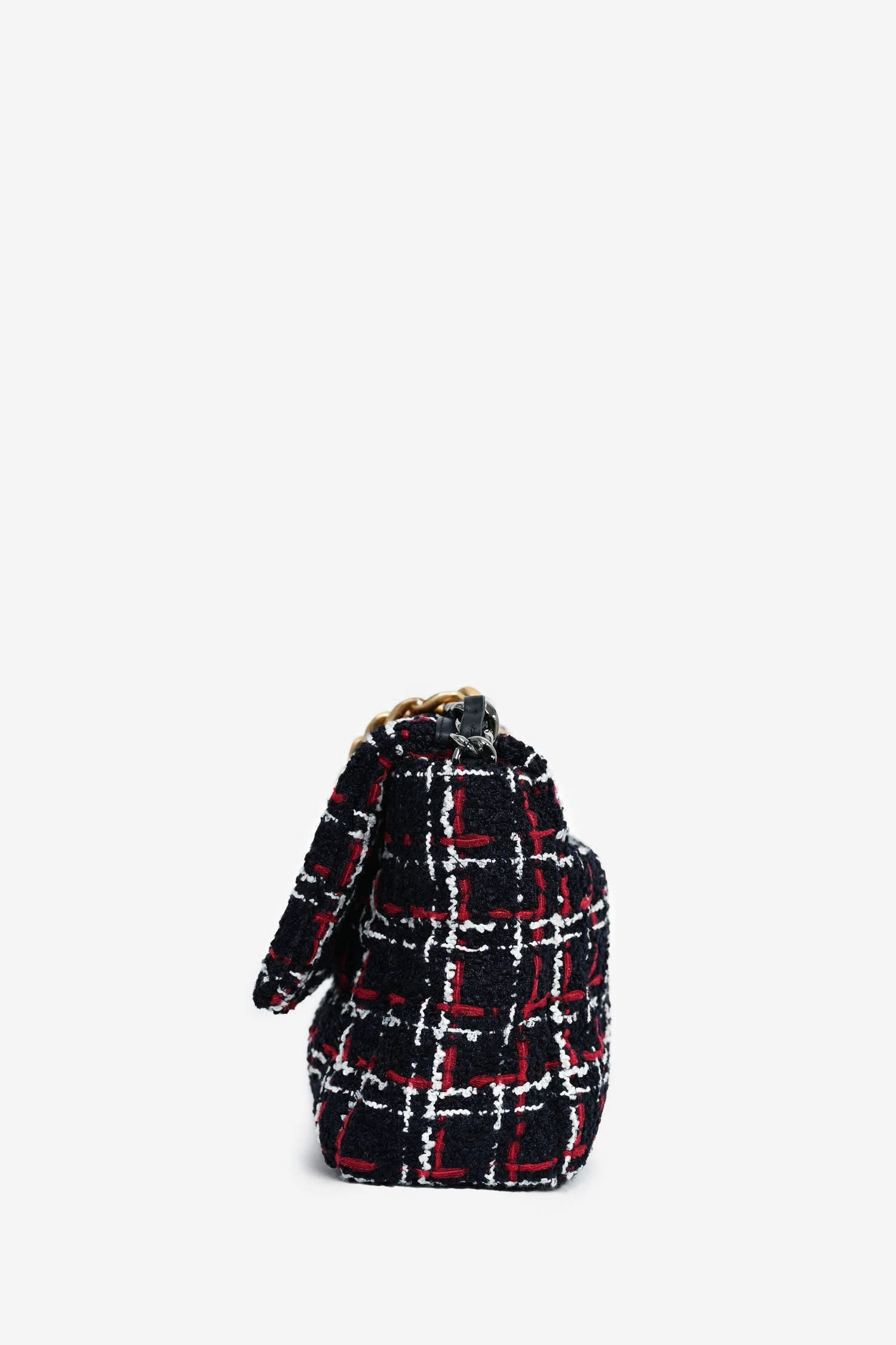 Chanel Black/Red/White Tweed Medium 19 Flap Shoulder Bag
