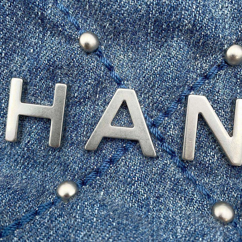 CHANEL CHANEL22 ChainShoulder Bag BlueAS3260 Washed Denim Size Small