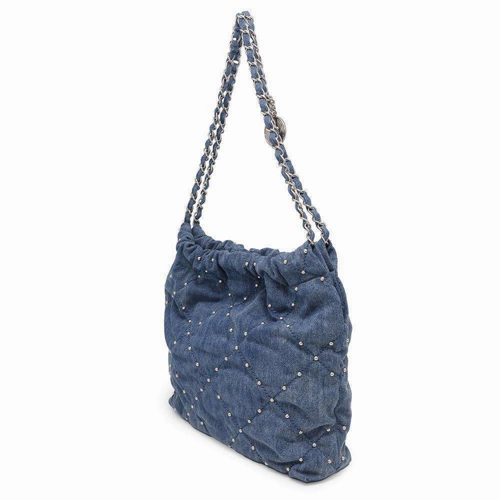 CHANEL CHANEL22 ChainShoulder Bag BlueAS3260 Washed Denim Size Small