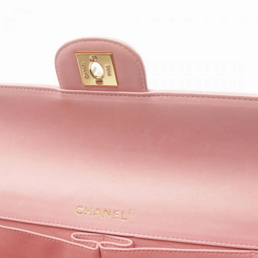 Chanel Chocolate Bar Chain Shoulder Bag Pink Leather Gold Hardware