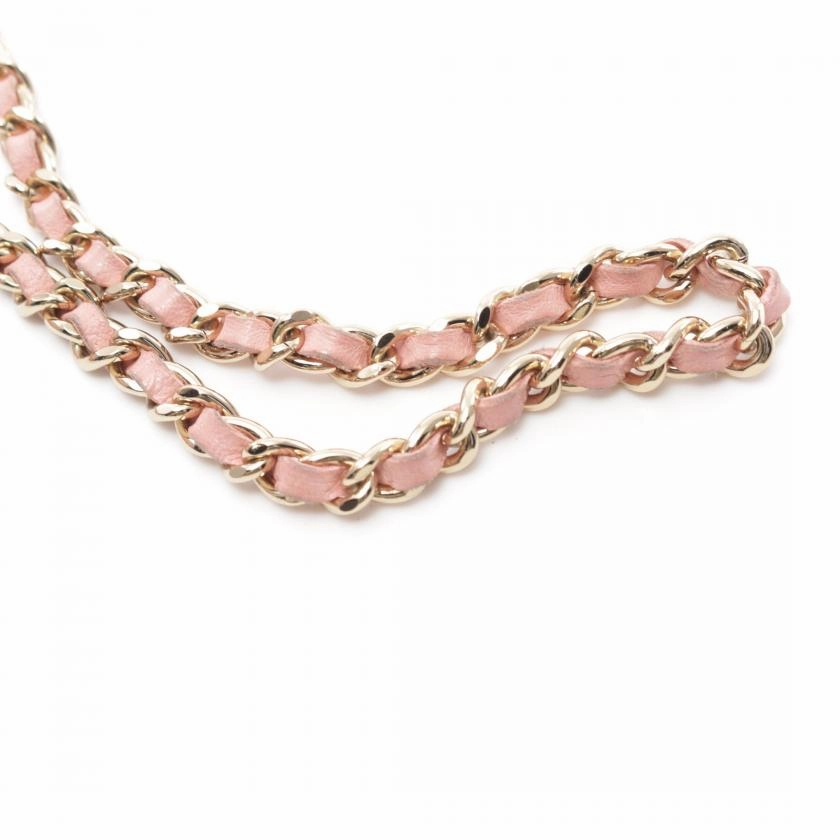 Chanel Chocolate Bar Chain Shoulder Bag Pink Leather Gold Hardware