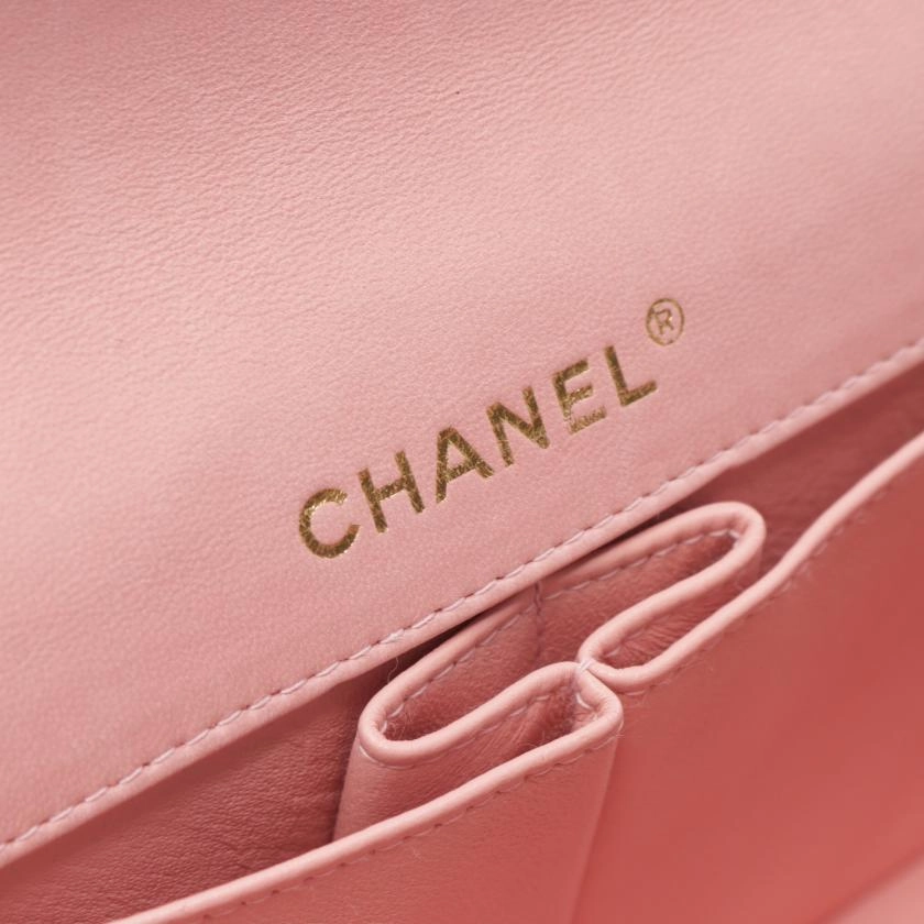 Chanel Chocolate Bar Chain Shoulder Bag Pink Leather Gold Hardware