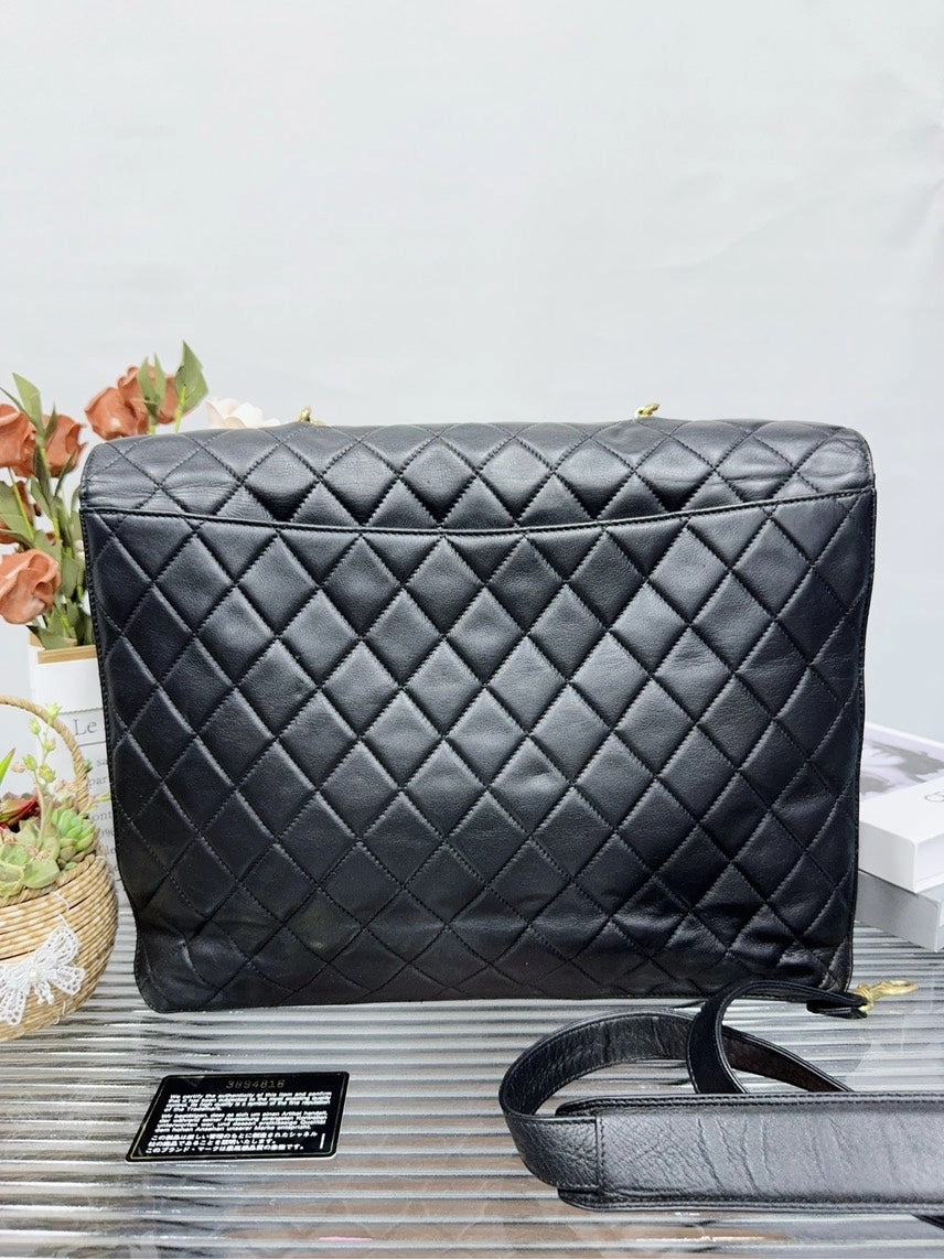 Chanel Classic Quilted Black Leather Shoulder Bag Preloved HFY