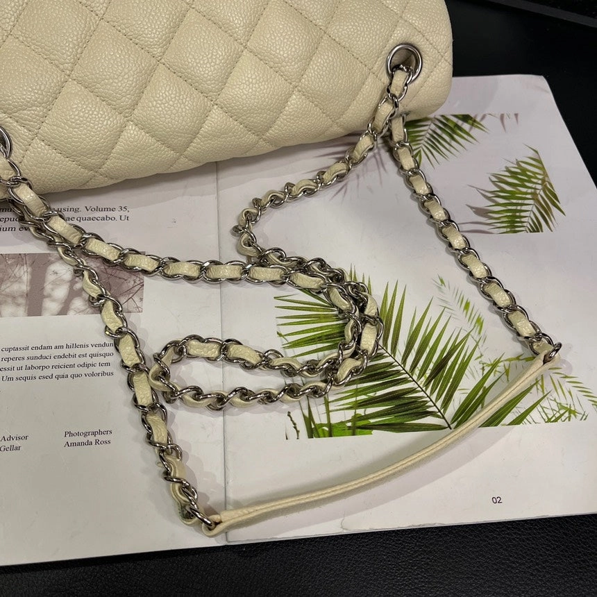 Chanel Cream Classic Flap One-Shoulder Crossbody Bag