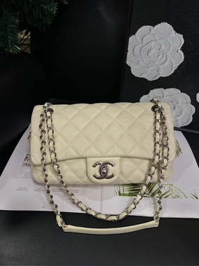 Chanel Cream Classic Flap One-Shoulder Crossbody Bag