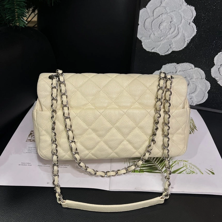 Chanel Cream Classic Flap One-Shoulder Crossbody Bag