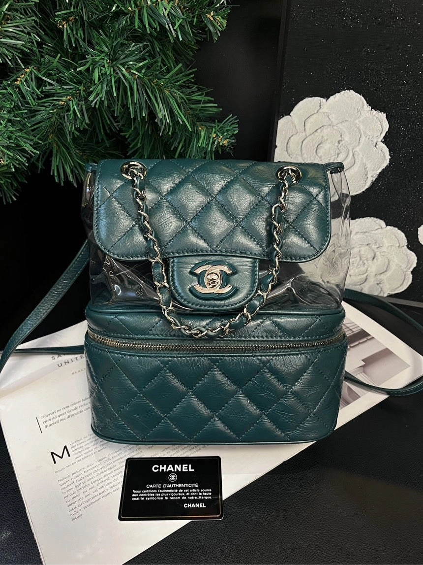 Chanel Dark Green PVC Leather Jelly Backpack Limited Edition