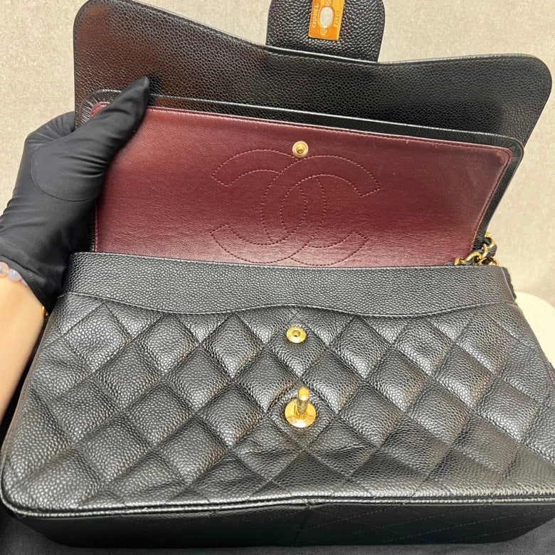CHANEL Double Flap Black Quilted Leather Shoulder Bag