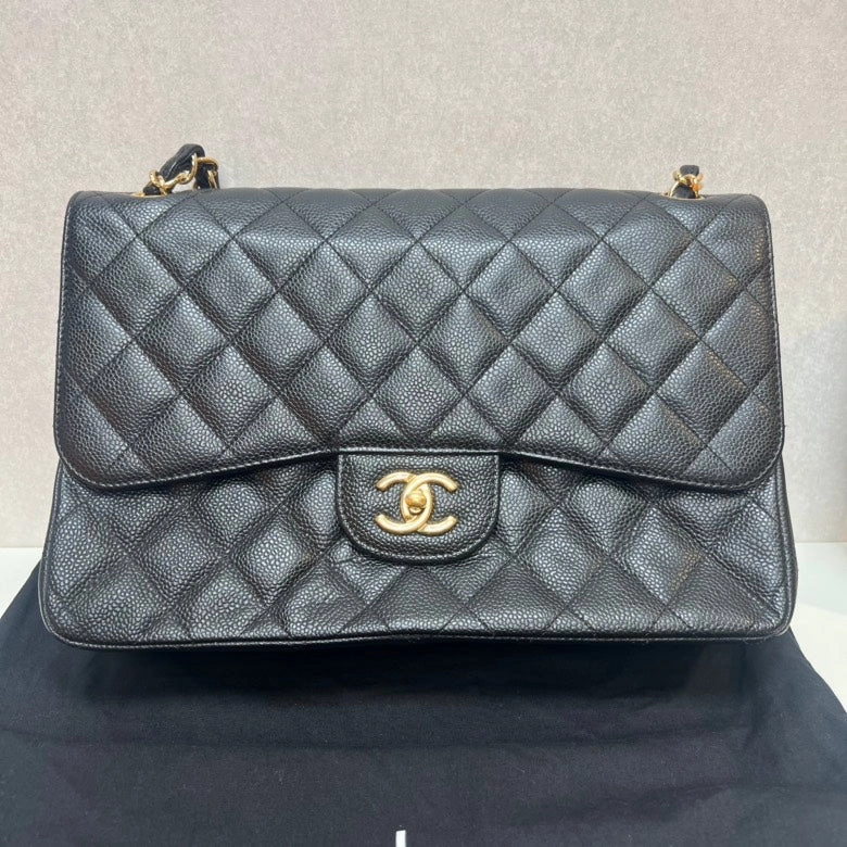CHANEL Double Flap Black Quilted Leather Shoulder Bag