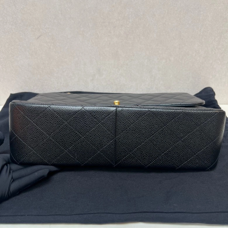 CHANEL Double Flap Black Quilted Leather Shoulder Bag