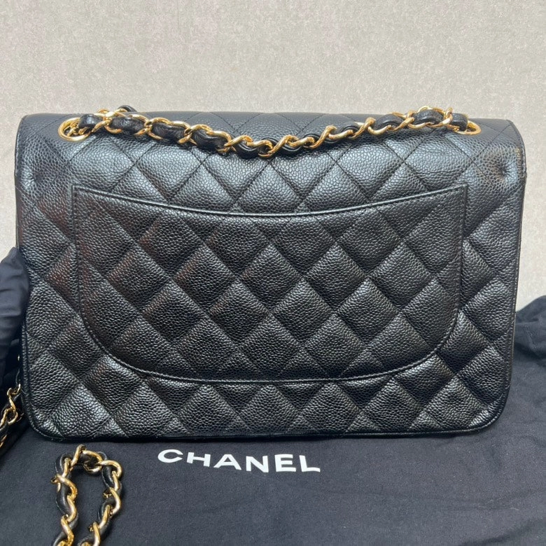 CHANEL Double Flap Black Quilted Leather Shoulder Bag