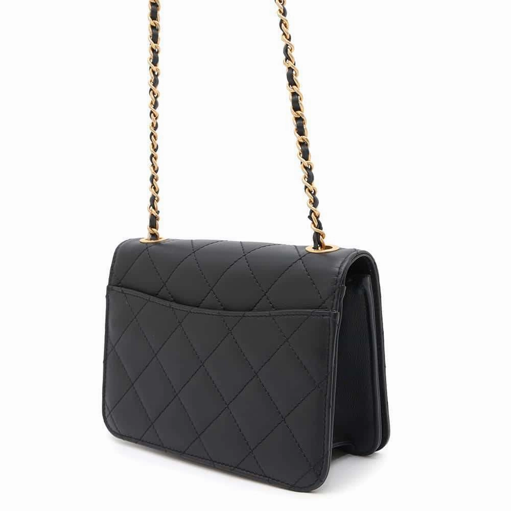 CHANEL Gripoa Matelasse ChainShoulder Bag BlackAS2251 Calf Leather Faux Pearl  Resin
