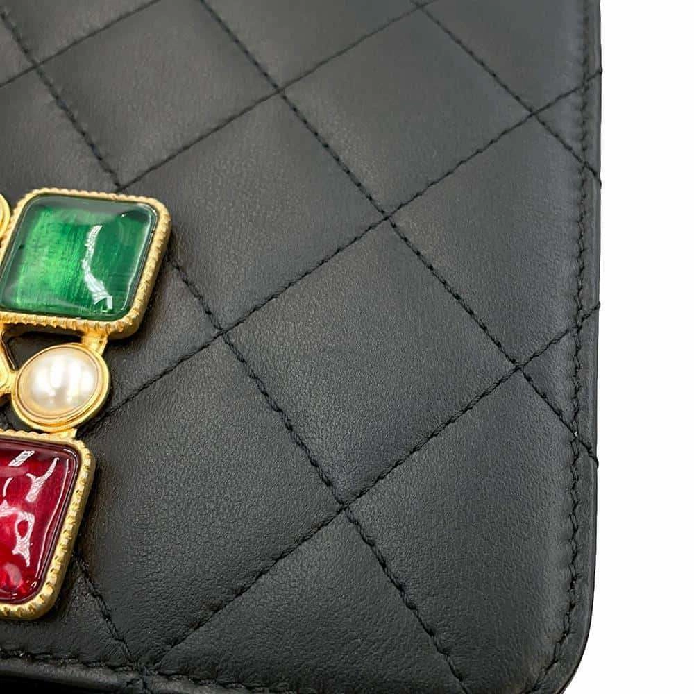 CHANEL Gripoa Matelasse ChainShoulder Bag BlackAS2251 Calf Leather Faux Pearl  Resin