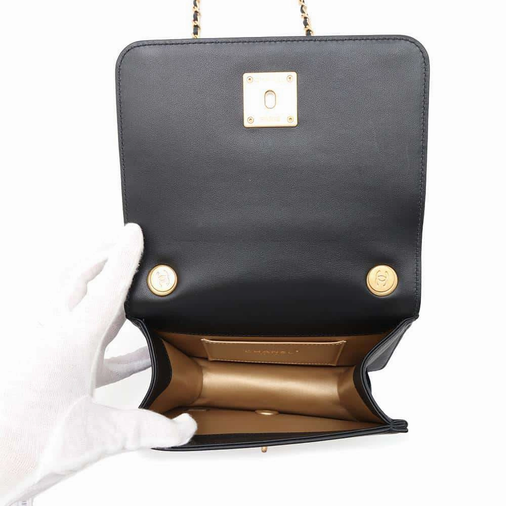 CHANEL Gripoa Matelasse ChainShoulder Bag BlackAS2251 Calf Leather Faux Pearl  Resin