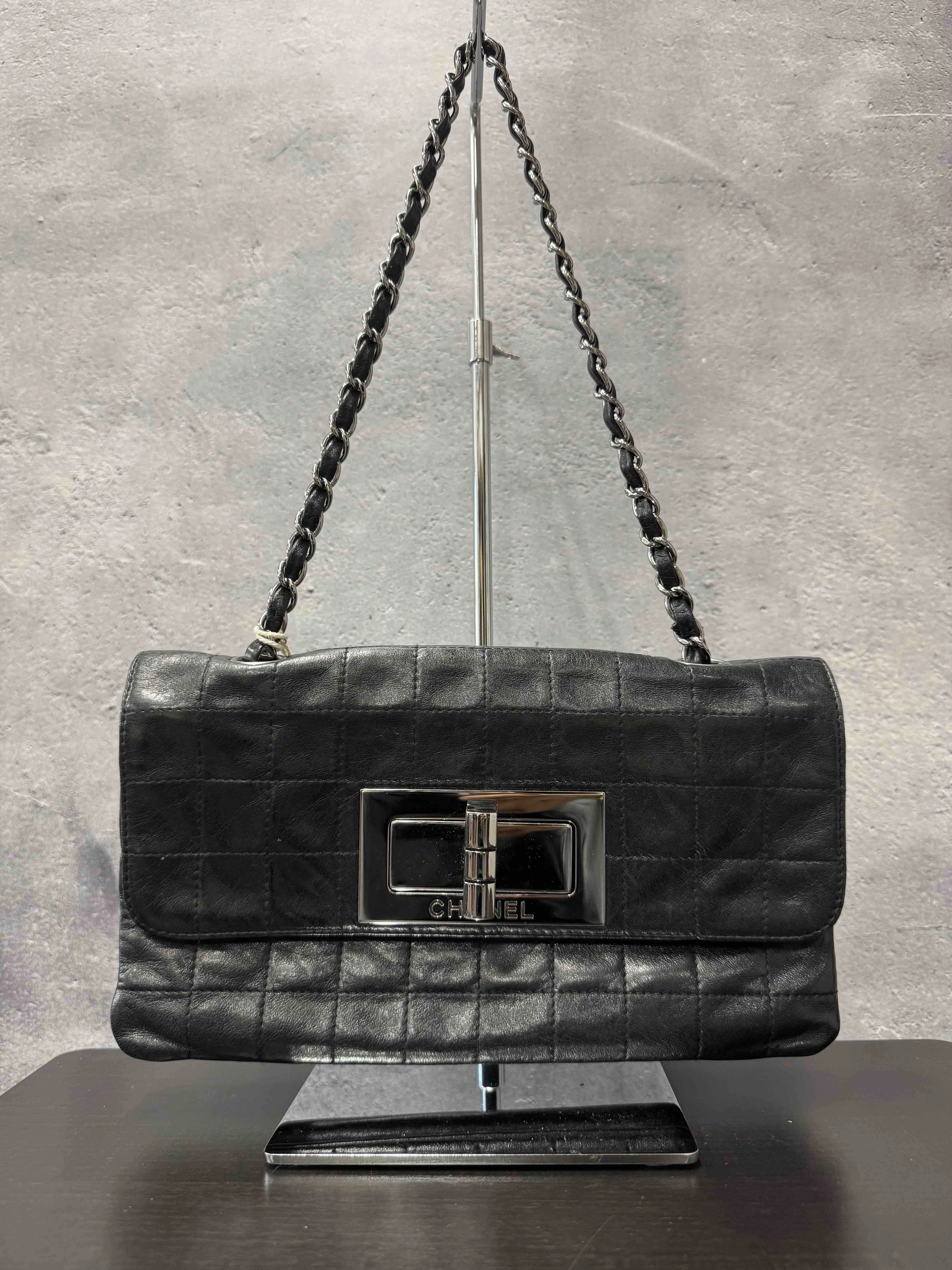 Chanel Ice Cube Flap Bag Black Leather Shoulder Bag JZ099180200