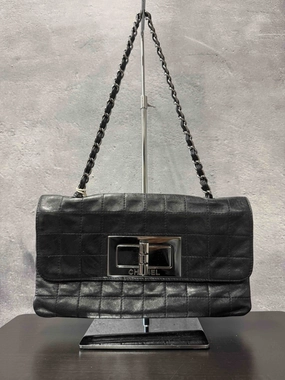 Chanel Ice Cube Flap Bag Black Leather Shoulder Bag JZ099180200