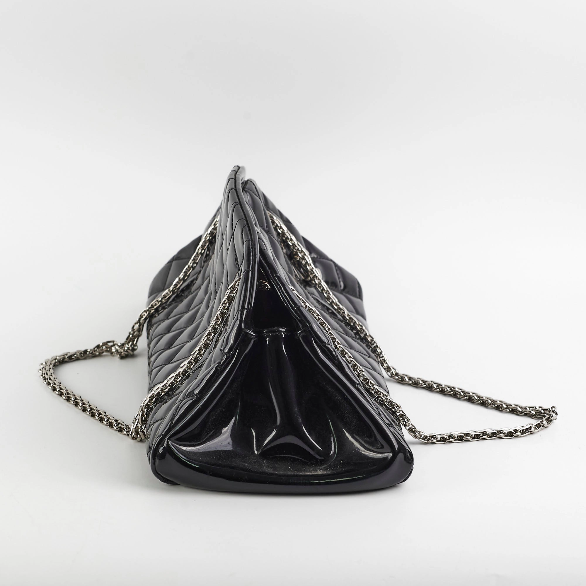 Chanel Just Mademoiselle Patent Bowling Black Bag