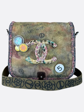 Chanel Khaki Graffiti On The Pavements Messenger Bag