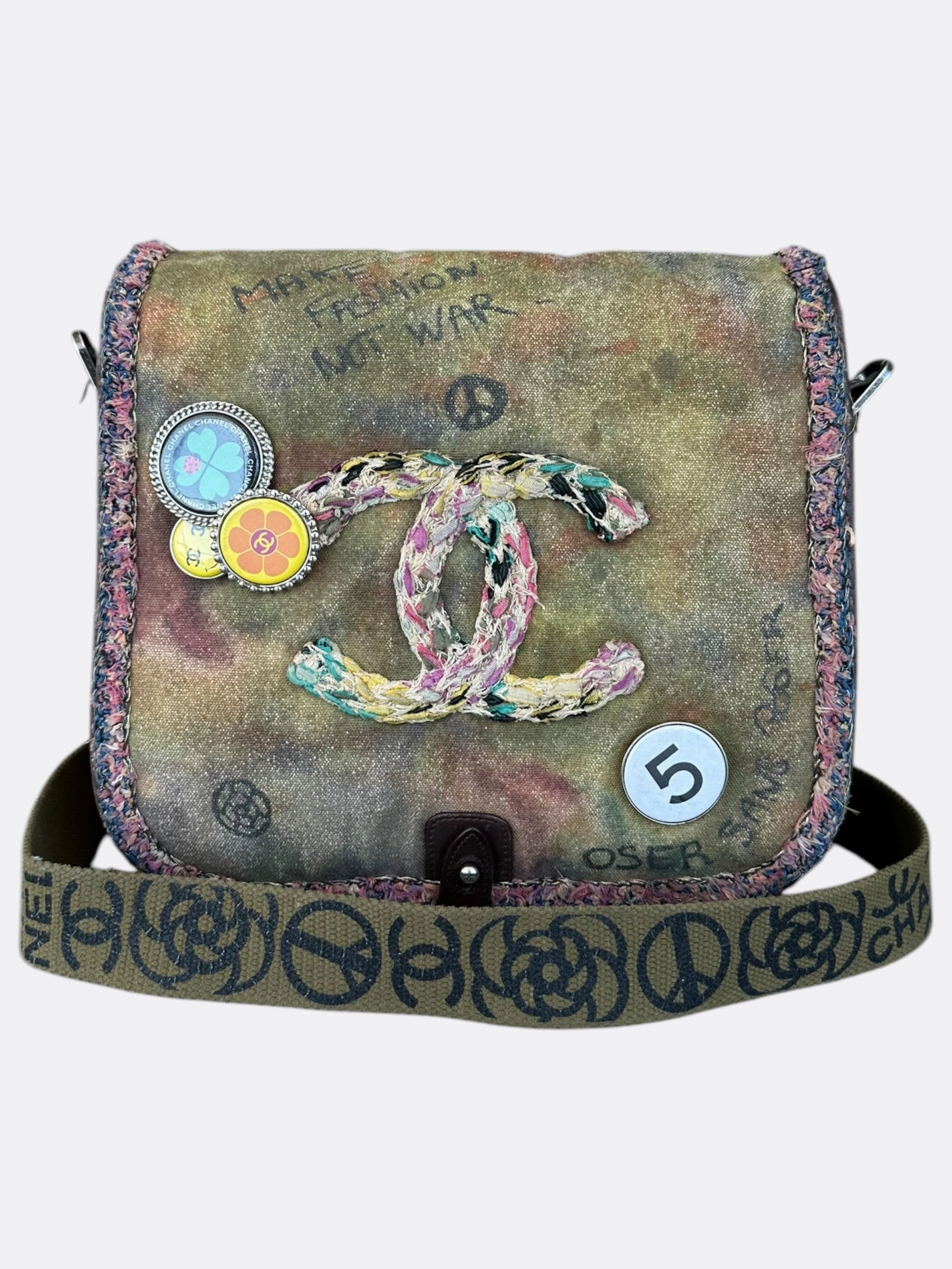 Chanel Khaki Graffiti On The Pavements Messenger Bag
