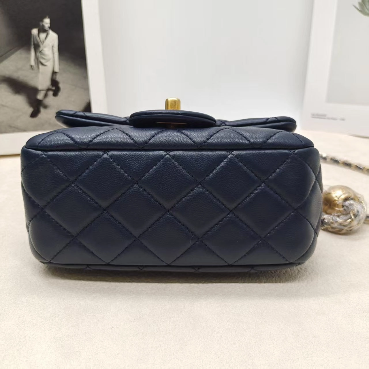 Chanel Lambskin Square Mini CF Navy Shoulder Bag