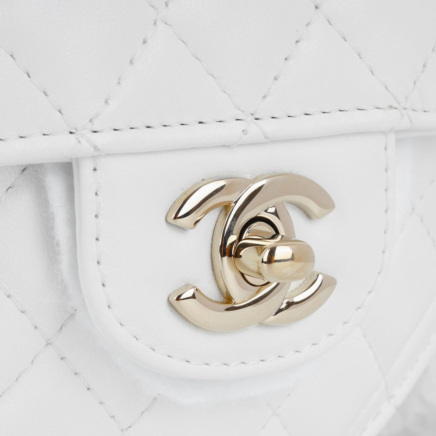 Chanel Large Heart Bag White Lambskin CGHW Plaque Series