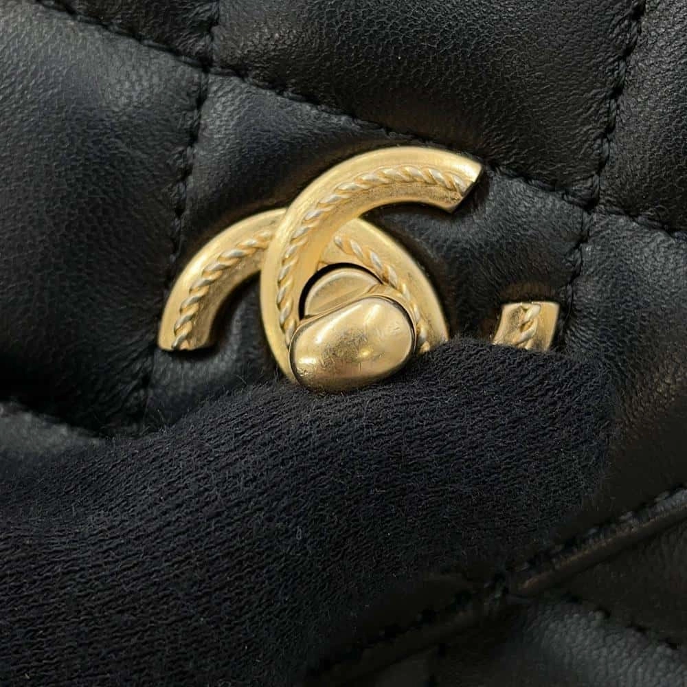 CHANEL Matelasse Top Handle Flap Back 2WAY ChainShoulder BlackAS4233 Lambskin