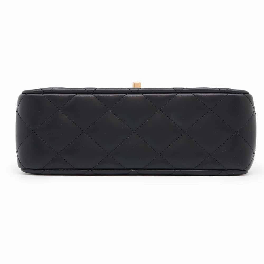 CHANEL Matelasse Top Handle Flap Back 2WAY ChainShoulder BlackAS4233 Lambskin