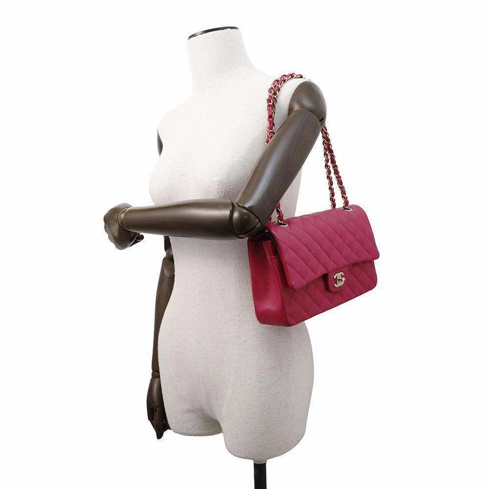 CHANEL Matelasse W Flap ChainShoulder Bag PinkA01112 Caviar Leather Size 25